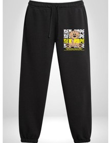 Resim Yeni Umut 3 İplik Erkek Baskılı Siyah Eşofman Altı Siyah 