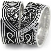 Resim 925 Gümüş 925 Ayar Gümüş Sonsuzlu Kalpli Çift Alyans 