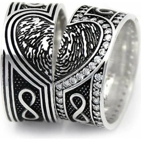 Resim 925 Gümüş 925 Ayar Gümüş Sonsuzlu Kalpli Çift Alyans 