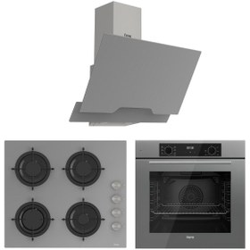 Resim Ferre Flowart Lumora Pro Gri 3'lü Ankastre Set ( QBL63CPR-CS208-D065 ) 