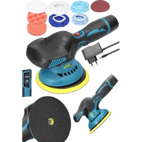 Resim Staxx Power Orbital Style Akülü Lityum Çift Batarya 6 Devir Ayarlı Detay Pasta Cila Zımpara Polisaj Makinesi 