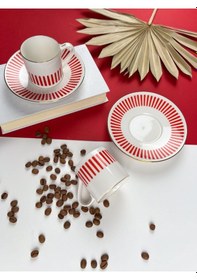 Resim Porser Alya Kırmızı Kahve Fincan Takımı 80cc 2 Kişilik 4 Parça Çok Renkli 