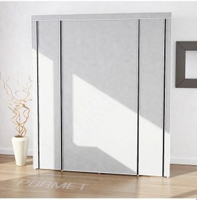 Resim Sepettenevar Teknor Metal Profil Çift Raf Çift Askılık Lüks Bez Dolap Gri 