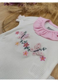 Resim Kız Bebek Çocuk Takım Pudra Sweatli 3'lü 3-6-9-12 Ay Bebek Takımları Kıyafetleri Giysileri Pembe 