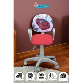 Resim Depolife Çocuk odası sandalyesi ders çalışma ofis koltuğu öğrenci sandalye beyaz tekerli yükseklik ayarlı 