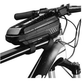 Resim Pazly Özel Tasarım Yağmur Geçirmez Bisiklet Çerçeve Çantası, 1l Kapasiteli, Çift Fermuarlı, Hafif Kullanımı, Siyah Siyah 