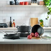 Resim Schafer Dark Millard İndüksiyonlu Siyah 7 Parça Granit Tencere Seti SHF-DRKMLLRD-SIY01 