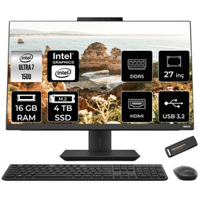 Resim ASUS A5702WVARK Ultra 7 150U 16GB DDR5 4TB SSD Intel Graphics 27" FHD FDOS Siyah All in One & PER4 