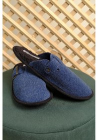 Resim Kışlık Keçe Toka Detaylı Kürklü Erkek Ev Terliği 001 