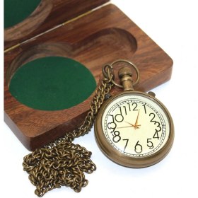 Resim Ahşap Kutulu Pirinç Köstekli Saat Model 3 