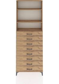 Resim Arges Dolap 3 Raflı 8 Çekmeceli 88x30x243 Çam-çam Çam 