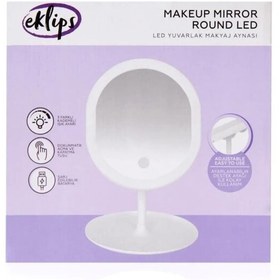 Resim Eklips 3 Renk Led'li Taşınabilir Şarjlı Işıklı Oval Makyaj Aynası Beyaz 