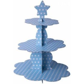 Resim Mavi Puantiyeli Cupcake Standı Mavi 