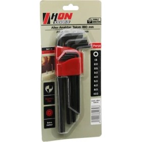 Resim 9pcs Siyah Uzun - Düz 180MM Alyan Allen Anahtar Takımı BRKT-800703 (5224) 