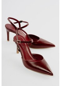 Resim Kadın Stiletto Sivri Burun Topuklu Ayakkabı İrisa Bordo Bordo 