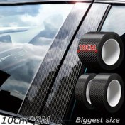 Resim 10 cm * 300 cm / 3.93 * 118 inç Anti Çizik Araba Kapı Eşiği Koruyucu Sticker Nano Karbon Fiber Yapıştırıcı Koruyucu Şerit Otomatik Yan Ayna Koruma Bandı Filmi 