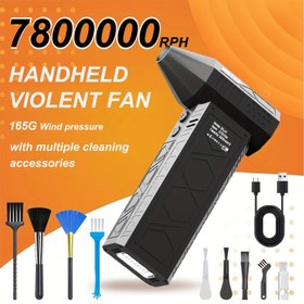 Resim 7800000RPH Yüksek Güçlü Turbo Jet Fan, 4 Hızlı Rüzgar Hızı Elektrikli Hava Püskürtücü USB Batarya ve Aydınlatma Fonksiyonlu, 5000mAh El Tipi Mini Saç Kurutma Makinesi – Araç Toz Temizliği, Dış Mekan Kullanımı ve Bilgisayar Klavyesi İçin – Siyah 