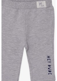 Resim Breeze Erkek Bebek Eşofman Altı Yazı Baskılı Açık Gri Melanj (9 Ay-3 Yaş 