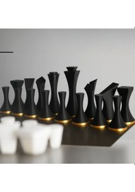 Resim Modern Minimalist Tasarım Satranç Taşları Seti 3d Baskı Pla Malzeme Tam İki Takım 