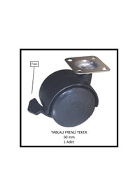 Resim Frenli, Tablalı, Mobilya Tekerleği, 50 Mm, Ofis Koltuk, Dolap, Etejer, 360 Derece Döner Siyah 