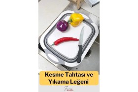 Resim Feyza Design Çok Amaçlı Katlanır Kesme Tahtası ve Su Maşrapası 2li Set 