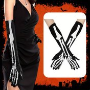 Resim Halloween için Ürkütücü İskelet Eldivenleri - Uzun Parmaklı Kafatası Kostüm Aksesuarları, Cosplay ve Tema Partileri için Mükemmel 