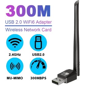 Resim Kablosuz, MIMO Teknolojisi ve Kablosuz Ağ Kartı ile 300Mbps USB 2.0 WiFi Adaptörü - Tak ve Çalıştır, Sürücü Gerektirmez, Yüksek Hızlı İnternet, Uygulama Kontrolü, Düşük Voltaj (≤36V), Insteon Uyumlu 