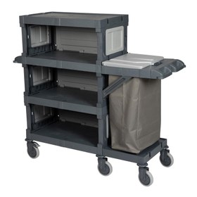 Resim UTP Professional AC2714 Alfacart 2 Katlı Servis Arabası, 1 Çöp Bölmeli, 161x57x110 cm 