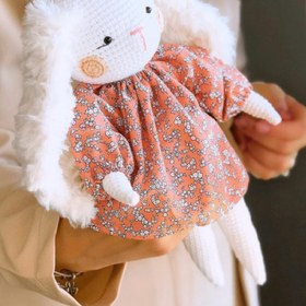 Resim Amigurumi Soft Bunny Kiti - Tüylü Kulak Bunny Turuncu 