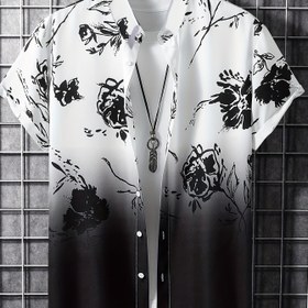 Resim Yaz tatili, Hawai tarzı, erkekler için düğmeli, yaka detaylı, kısa kollu gömlek 