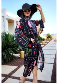 Resim Remsa Mayo Remsa Tesettür Mayo Üzerine Tek Kaftan Kimono Pareo Siyah01 Rp025 Canan Siyah01 