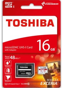 Resim Toshiba Exceria M301-EA 16 GB MicroSDHC Class 10 UHS-I Hafıza Kartı + Adaptör 