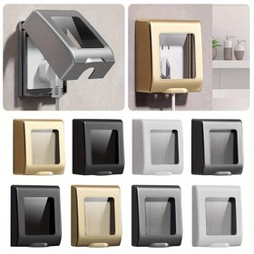 Resim Su Geçirmez Anahtar Koruyucu Kapak, Taşınabilir Kendinden Yapışkanlı Şeffaf Su Geçirmez 86 Tip Elektrik Priz Kapağı - Ev Kullanımı İçin Sıçrama Önleyici 