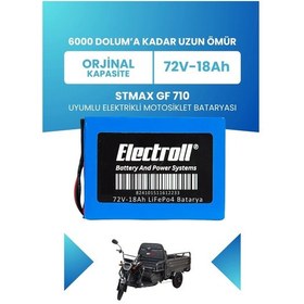 Resim Stmax Gf 710 Batarya Standart Kapasite Lifepo4 72v 18ah Elektrikli Motosiklet Bataryası 