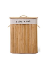 Resim Living Bambu Çift Hazneli Örme Çamaşır Sepeti - Bej - 80 Lt Çok Renkli 