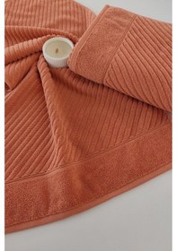 Resim %100 Pamuk 2'li El Havlusu Yumuşak Dokulu, Su Emici, Şık Tasarım Kiremit Kıremıt Kiremit 