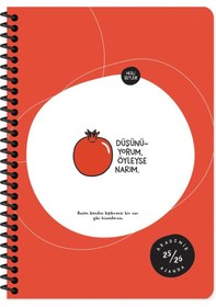 Resim Hisli Şeyler A5 Spiralli Akademik Ajanda - Düşünüyorum Öyleyse Narım Kırmızı 