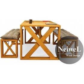 Resim Neiwel Leina Doğal Ahşap Banklı Toplantı Masasıı x 120 x 240 Açık Ceviz 
