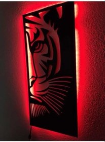 Resim Kırmızı Kaplan Led Işıklı Tablo 55x25 cm, kaplannew 