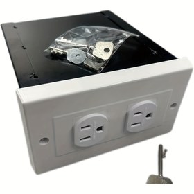 Resim 1 Adet Gizli Duvar Kasa - Standart İngiltere Priz Tasarımı, Siyah & Beyaz Plastik/Metal Kombinasyon Kilidi Takı, Değerli Eşya ve Nakit Saklama için, Su Geçirmez Değil, Elektrik Gerektirmez, Takı Saklama | Çift Priz Tasarımı | Metal Yapı 