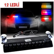 Resim Carub 12 Ledli Çakar Vantuzlu Çakmaklık Girişli 12 Ledli Kırmızı-mavi 10 Modlu Profesyonel Çakar 