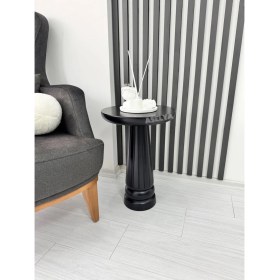 Resim Ahşap Tekli Mantar Yan Sehpa Modern 50 cm Siyah Renk Fiskos Çiçeklik 