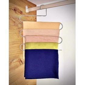 Resim S Kancalı Metal Pantolon Askısı, 5 Katlı, 2'li Set, Gümüş Renk 