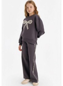 Resim Defacto Kız Çocuk Overshirt Fit Baskılı İçi Yumuşak Tüylü Sweatshirt G6269a825wnar1 Antrasit-ar1 