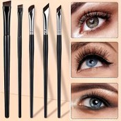 Resim 5 Parça Hassas Göz Makyaj Fırça Seti - Orak Eyeliner Fırçası ve Açılı Eyeliner Fırçası, Kaş Fırçası, Mükemmel Uygulama İçerir 