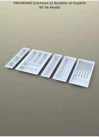 Resim tify Çekmece Içi Kaşıklık Ve Bıçaklık Düzenleyici Beyaz, 84x48 Yandan Ve Boydan 4Cm Kesilebilir 