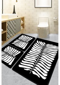 Resim Mais Dolce Siyah 3'lü Set Banyo Paspası Djtbanyo Renkli 