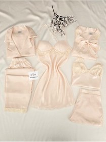 Resim Vanilya Kutulu Altılı Kaplı Saten Çeyiz Seti Vanilya 