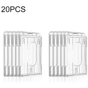 Resim 20 Pcs Sert Plastik Kimlik Rozeti Kart Tutucu Entegre Entegre Enjeksiyon Kalıplı Şeffaf Çift Taraflı Kart Tutucu, Size:vertical Type Ps 
