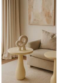 Resim Doğal Masif Ahşap Krem Renk Mantar Sehpa Modern Tekli Yan Sehpa Beyaz 